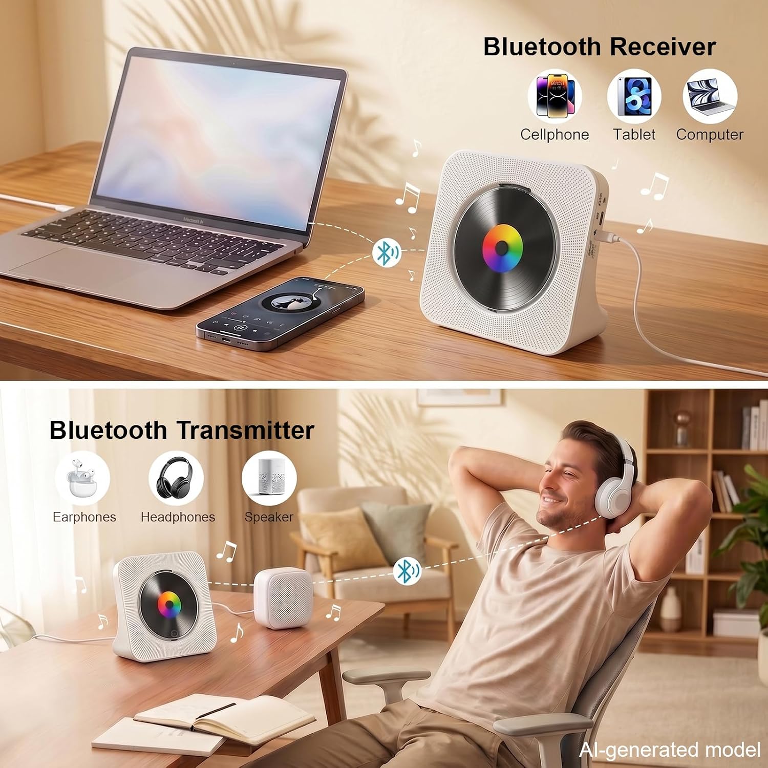 SONAVOX™ 6-in-1 Bluetooth CD Player